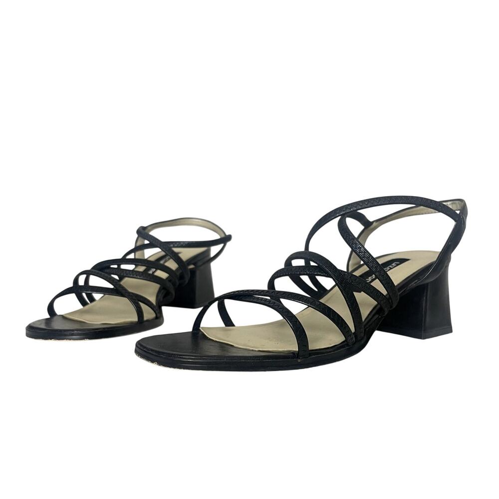 Vintage Liz Claiborne Strappy Black Leather Sandals Heels Size 8.5